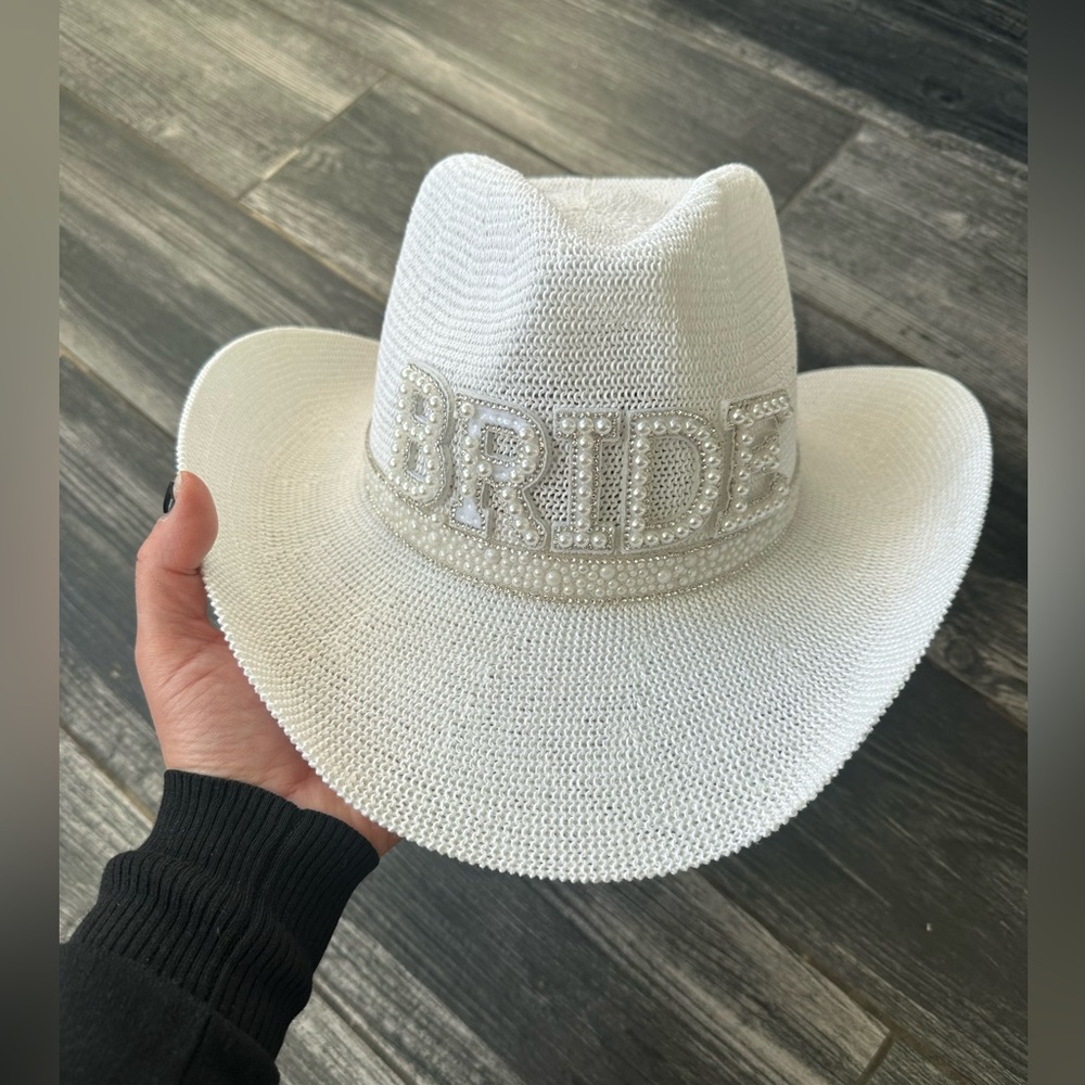 C.C White Rhinestone 'Bride' Cowboy Hat - Picture 2 of 10